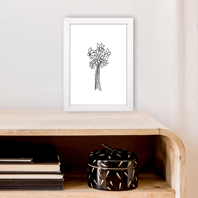 Daffodils Line Art Print by Carissa Tanton A4 Oak Frame