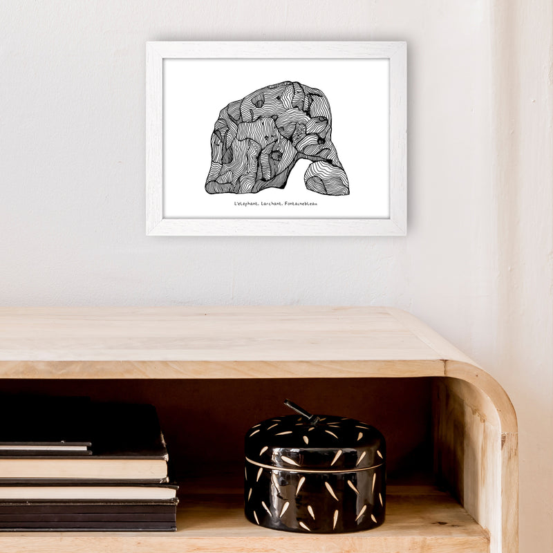 Font Elephant Art Print by Carissa Tanton A4 Oak Frame