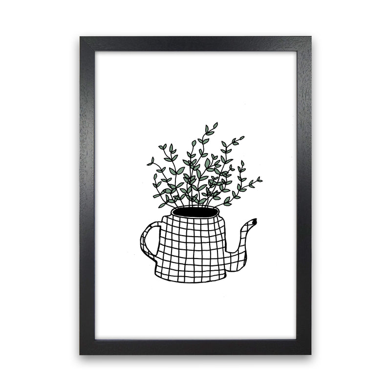 Teapot Plants Green Art Print by Carissa Tanton Black Grain