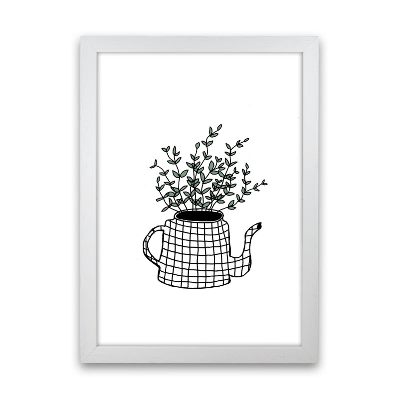Teapot Plants Green Art Print by Carissa Tanton White Grain