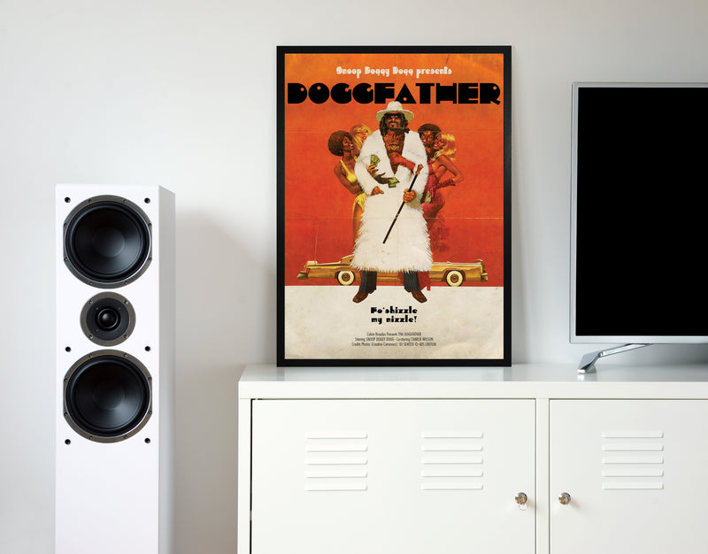 Doggfather snoop dogg retro music poster framed wall art print