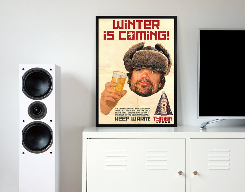Game of thrones print tyrion vodka retro movie poster framed wall framed digital art print &