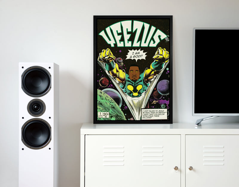 Yeezus kanye west retro music poster framed wall art print