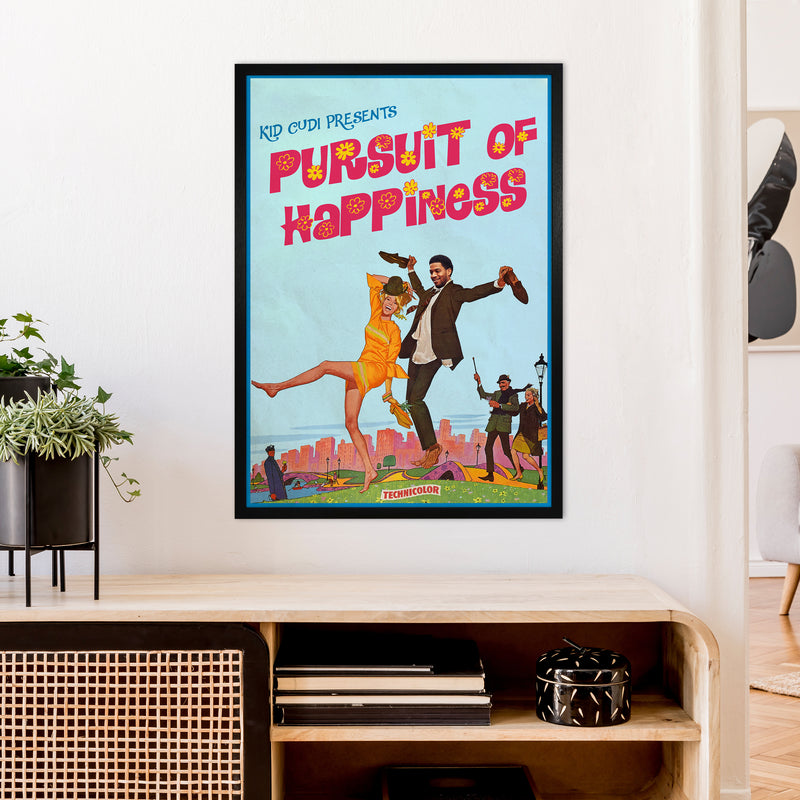 Pursuit of Happiness by David Redon Retro Music Poster Framed Wall Art Print A1 White Frame