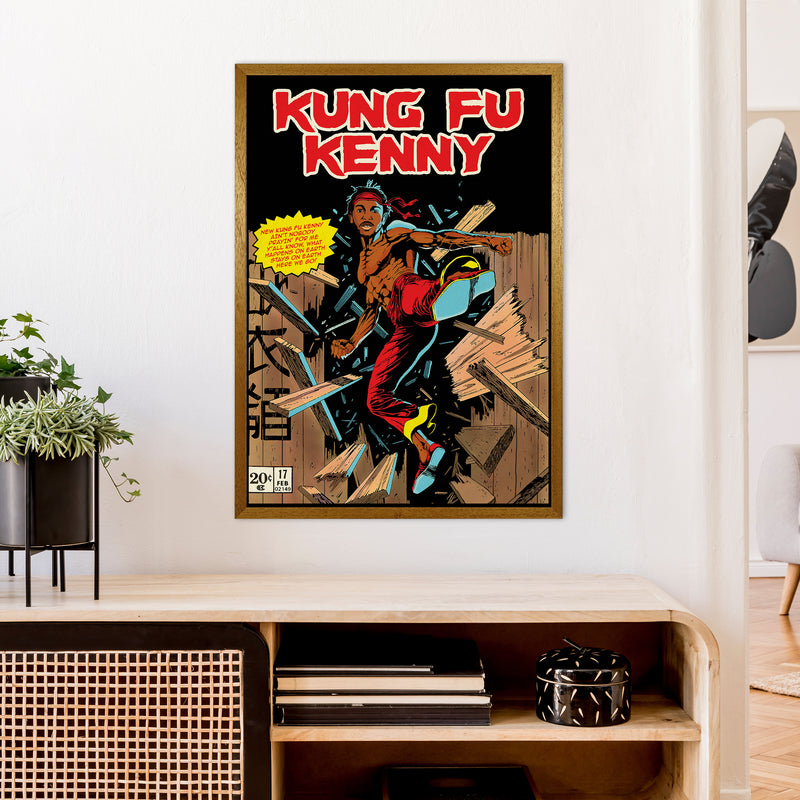 Kung Fu Kenny by David Redon Retro Movie Poster Framed Wall Art Print A1 Print Only