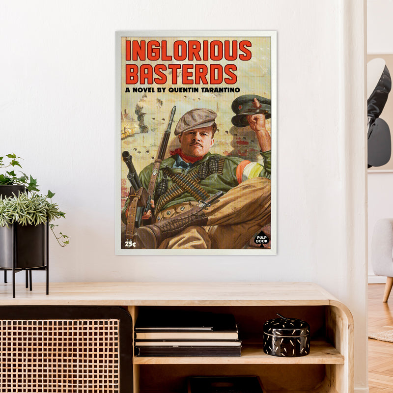 Inglorious Basterds by David Redon Retro Movie Poster Framed Wall Art Print A1 Oak Frame