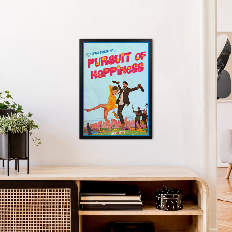 Pursuit of Happiness by David Redon Retro Music Poster Framed Wall Art Print A2 White Frame