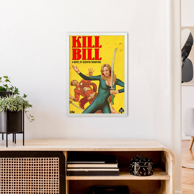 Kill Bill by David Redon Retro Movie Poster Framed Wall Art Print A2 Oak Frame