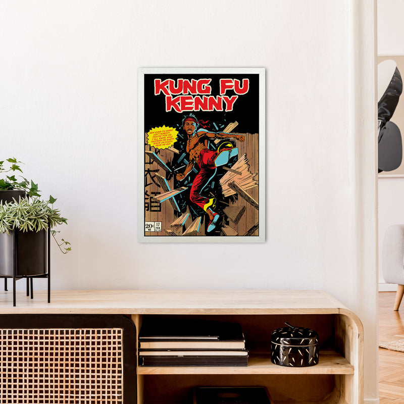 Kung Fu Kenny by David Redon Retro Movie Poster Framed Wall Art Print A2 Oak Frame