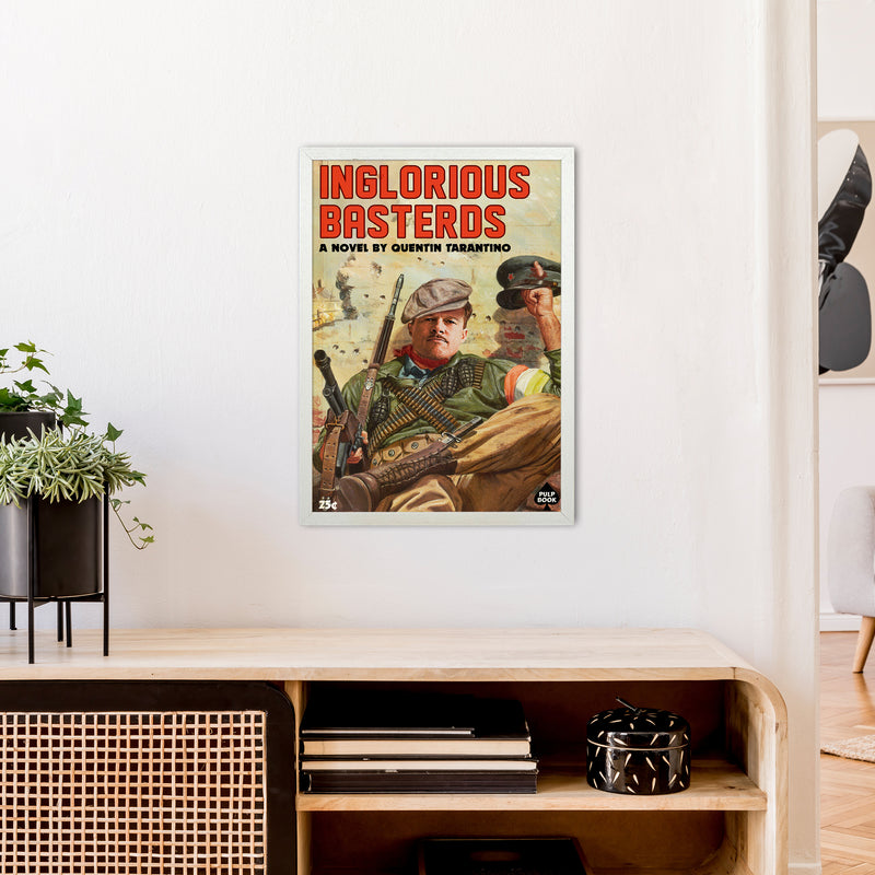 Inglorious Basterds by David Redon Retro Movie Poster Framed Wall Art Print A2 Oak Frame