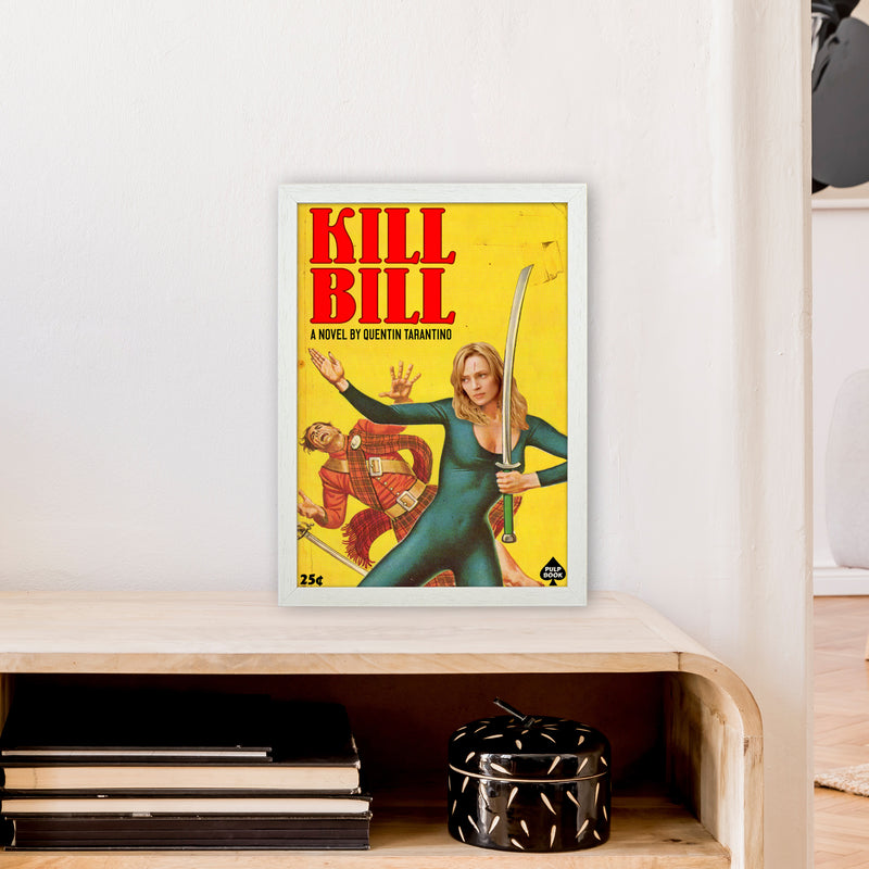 Kill Bill by David Redon Retro Movie Poster Framed Wall Art Print A3 Oak Frame