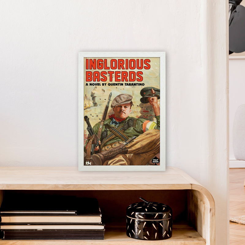 Inglorious Basterds by David Redon Retro Movie Poster Framed Wall Art Print A3 Oak Frame