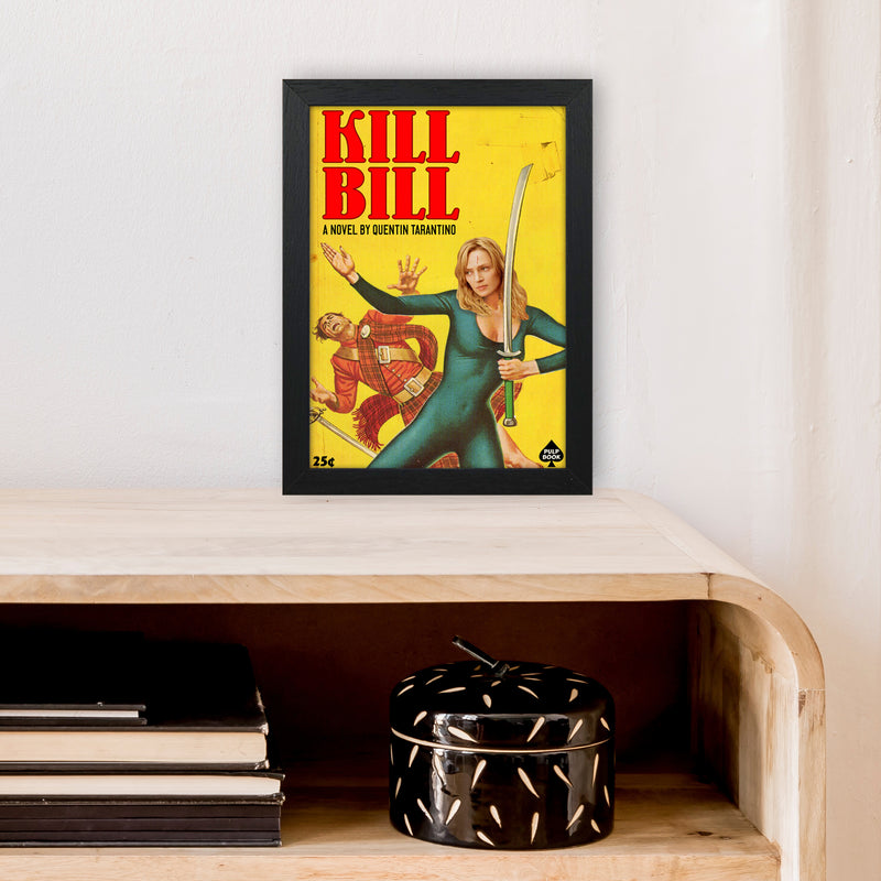 Kill Bill by David Redon Retro Movie Poster Framed Wall Art Print A4 White Frame