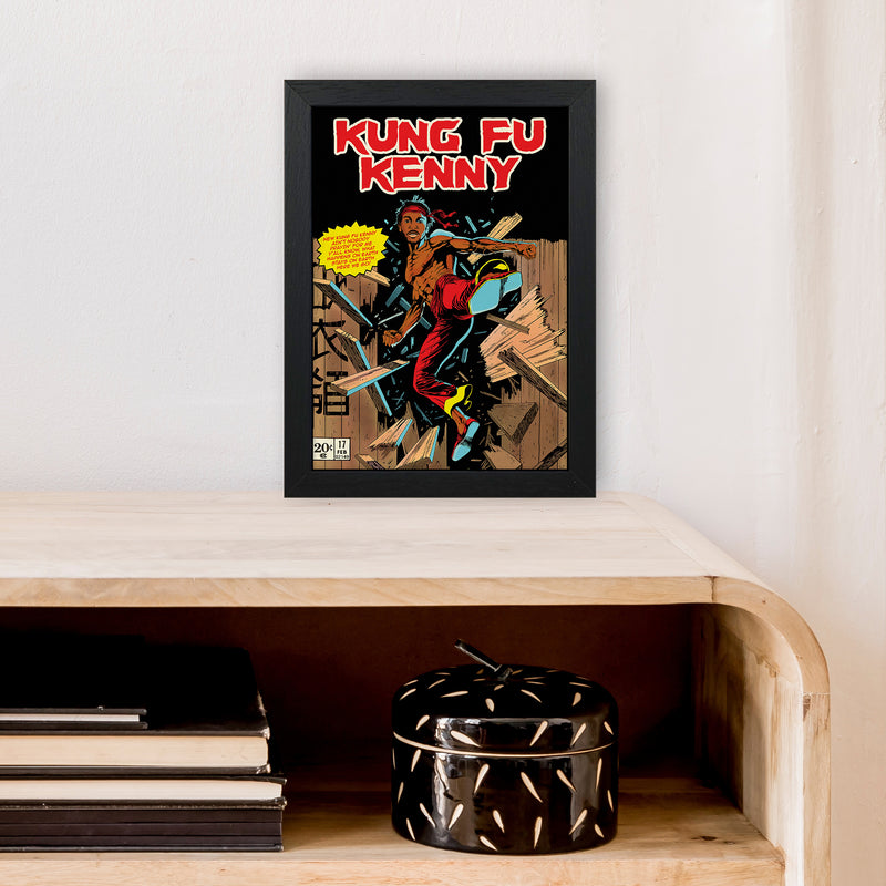 Kung Fu Kenny by David Redon Retro Movie Poster Framed Wall Art Print A4 White Frame