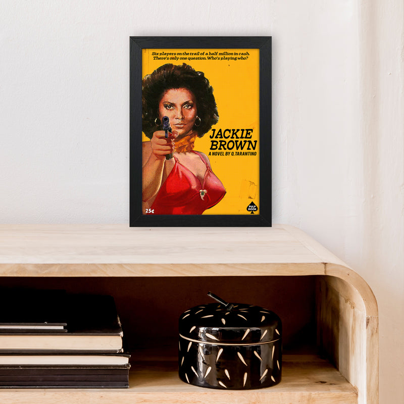 Jackie Brown by David Redon Retro Movie Poster Framed Wall Art Print A4 White Frame