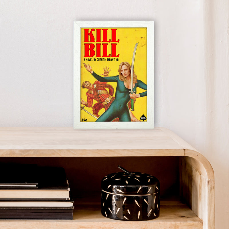 Kill Bill by David Redon Retro Movie Poster Framed Wall Art Print A4 Oak Frame