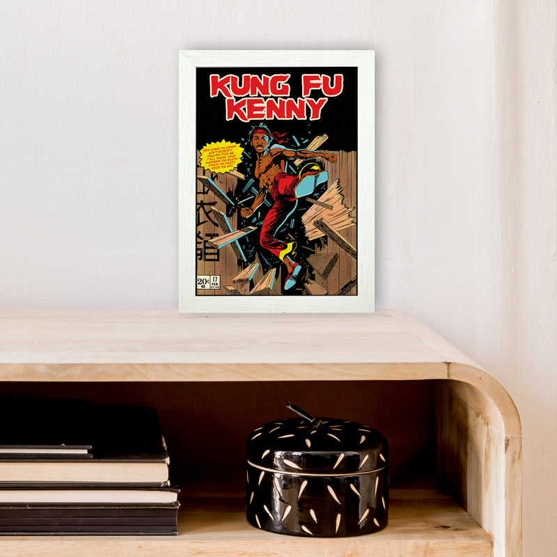 Kung Fu Kenny by David Redon Retro Movie Poster Framed Wall Art Print A4 Oak Frame