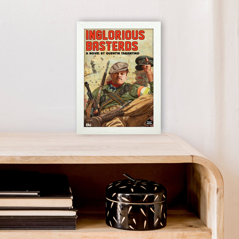 Inglorious Basterds by David Redon Retro Movie Poster Framed Wall Art Print A4 Oak Frame