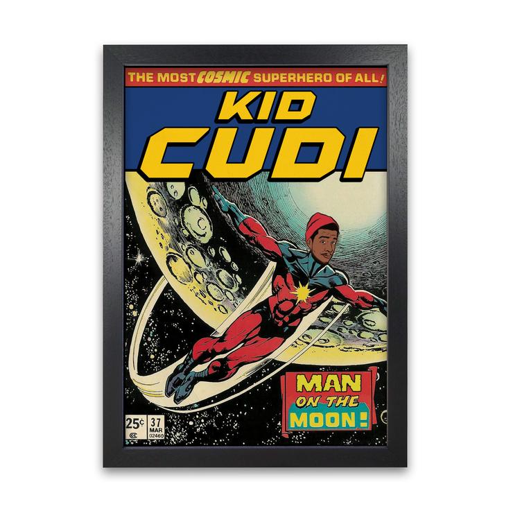 Kid cudi retro music poster framed wall art print