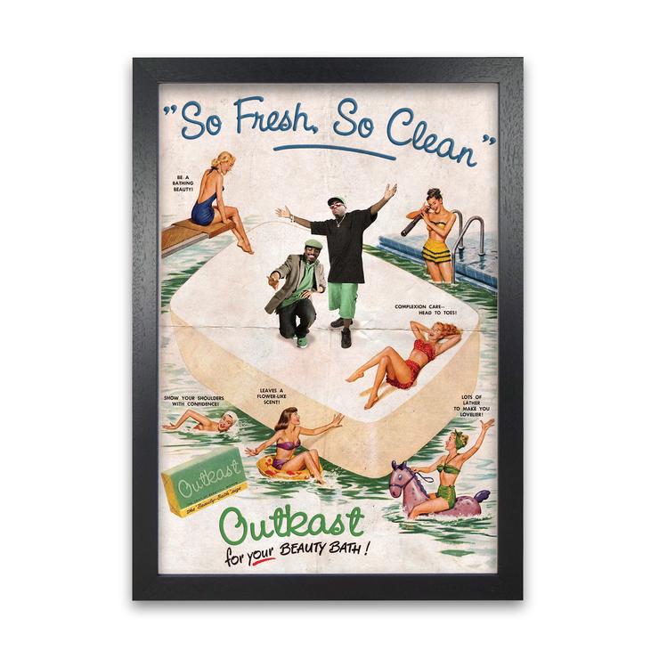 Outkast so fresh so clean retro music poster framed wall art print