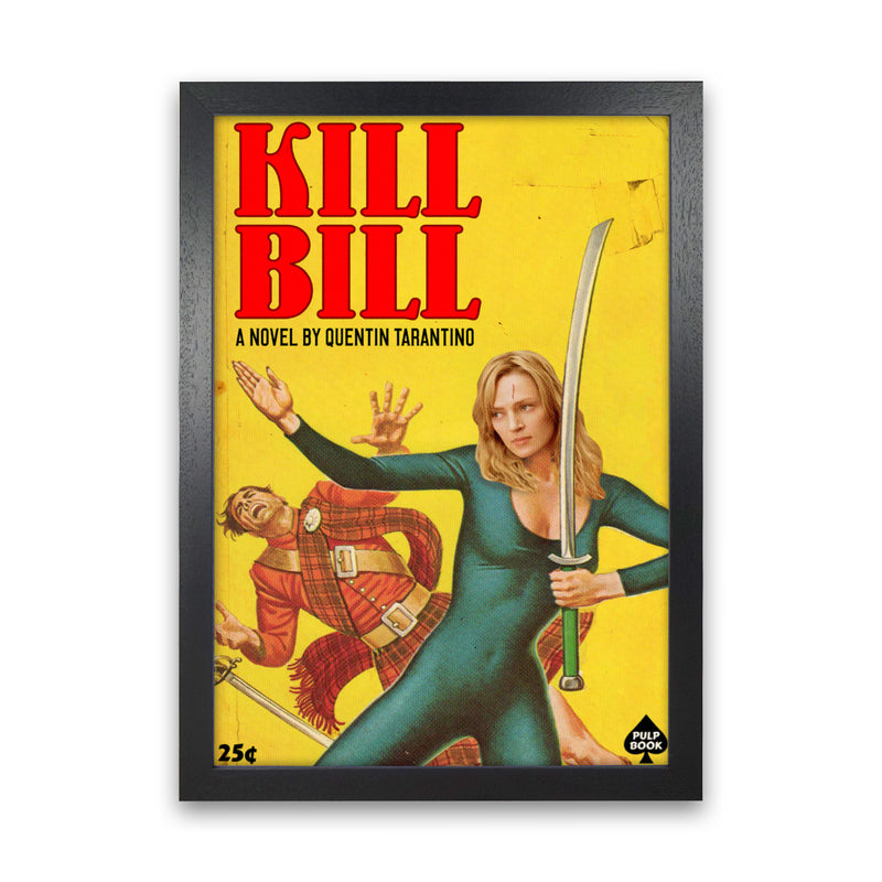 Kill Bill by David Redon Retro Movie Poster Framed Wall Art Print Black Grain