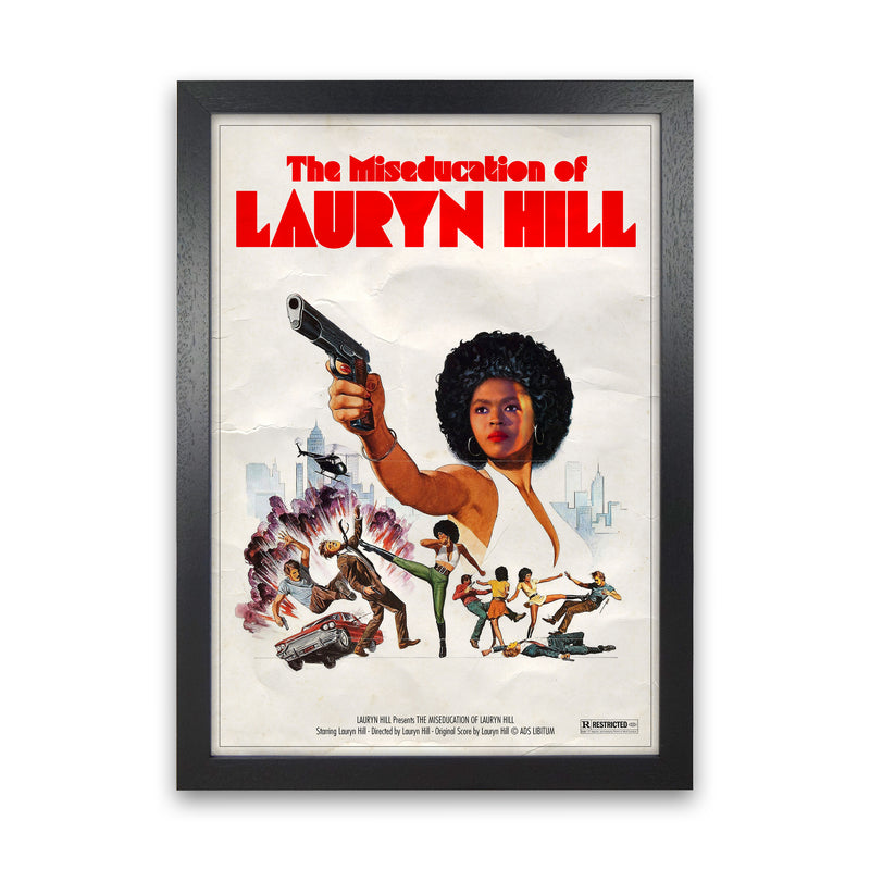 Miseducation of Lauryn Hill by David Redon Retro Music Poster Framed Wall Art Print Black Grain