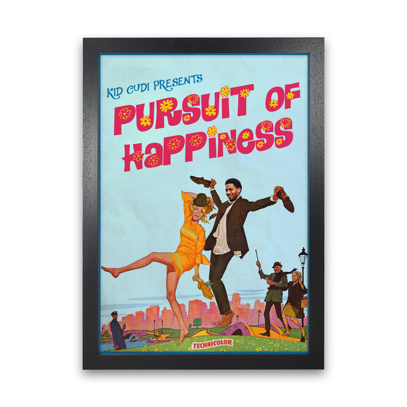 Pursuit of Happiness by David Redon Retro Music Poster Framed Wall Art Print Black Grain