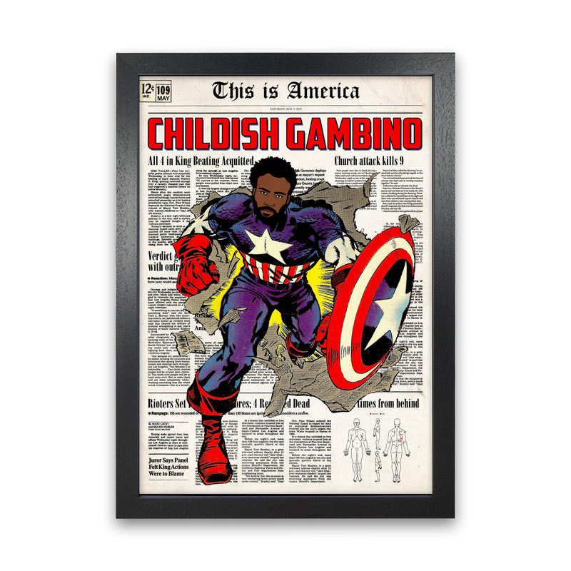 Childish by David Redon Retro Music Poster Framed Wall Art Print Black Grain