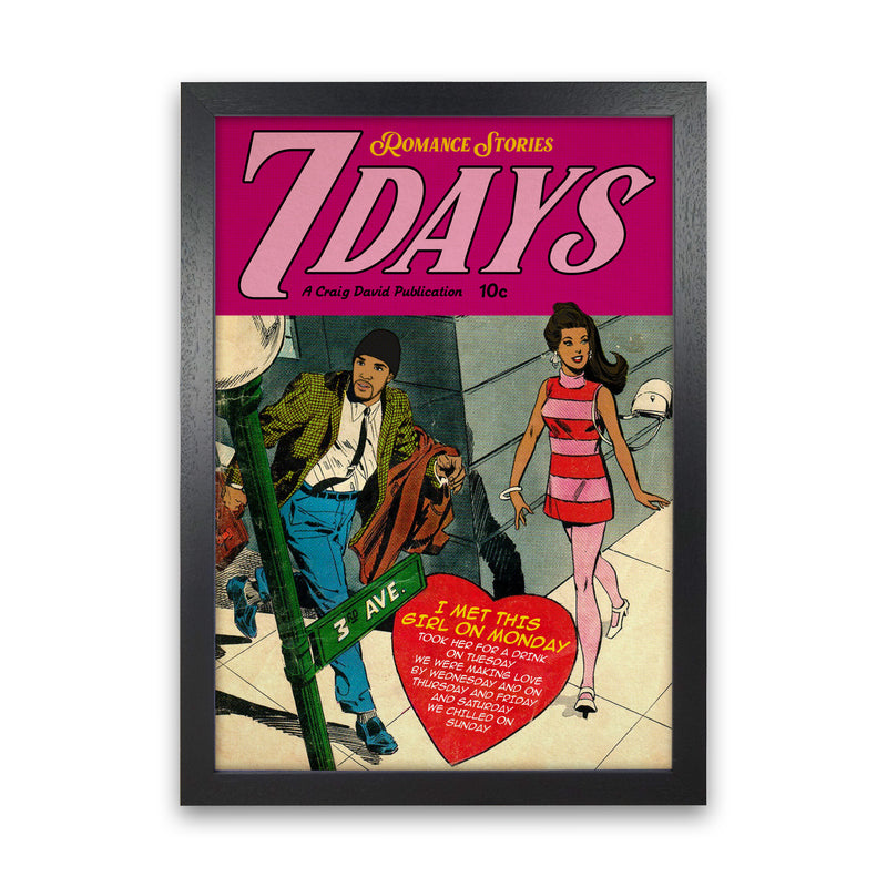 7 Days Music Poster Art Print by David Redon Black Grain