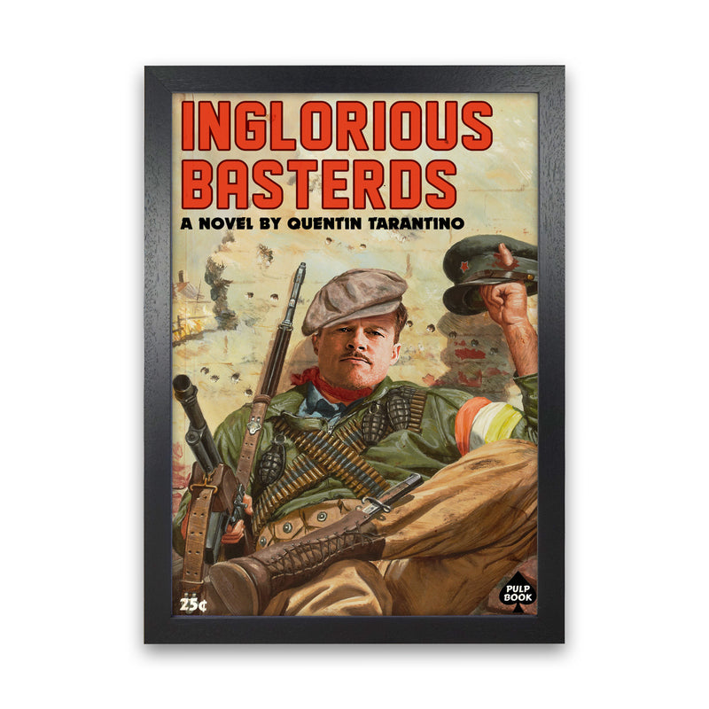 Inglorious Basterds by David Redon Retro Movie Poster Framed Wall Art Print Black Grain