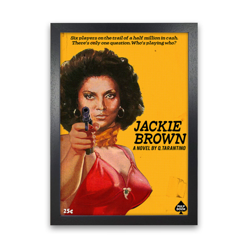 Jackie Brown by David Redon Retro Movie Poster Framed Wall Art Print Black Grain