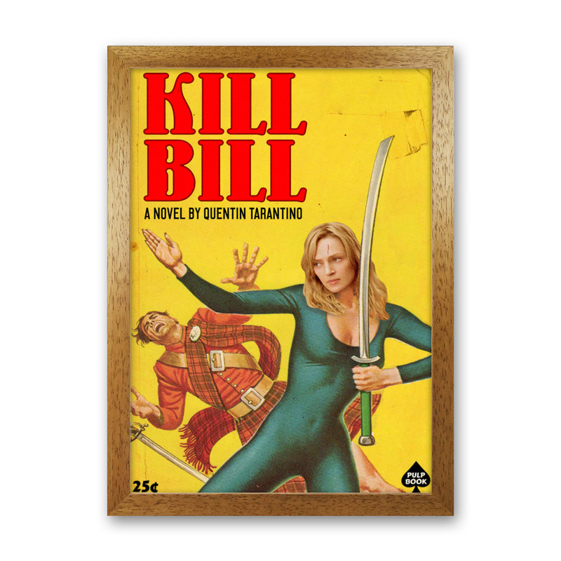Kill Bill by David Redon Retro Movie Poster Framed Wall Art Print Oak Grain