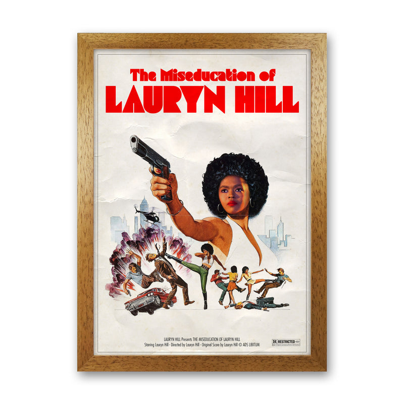 Miseducation of Lauryn Hill by David Redon Retro Music Poster Framed Wall Art Print Oak Grain