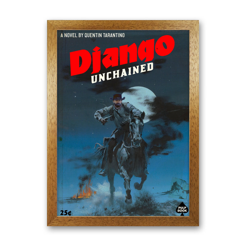 Django by David Redon Retro Movie Poster Framed Wall Art Print Oak Grain