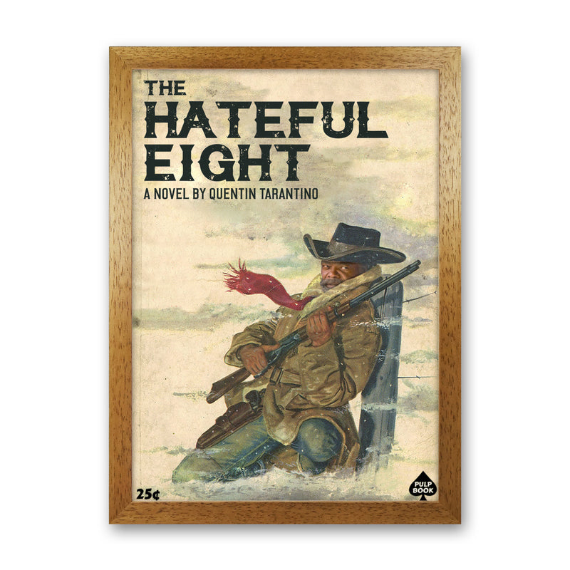 Hateful Eight by David Redon Retro Movie Poster Framed Wall Art Print Oak Grain