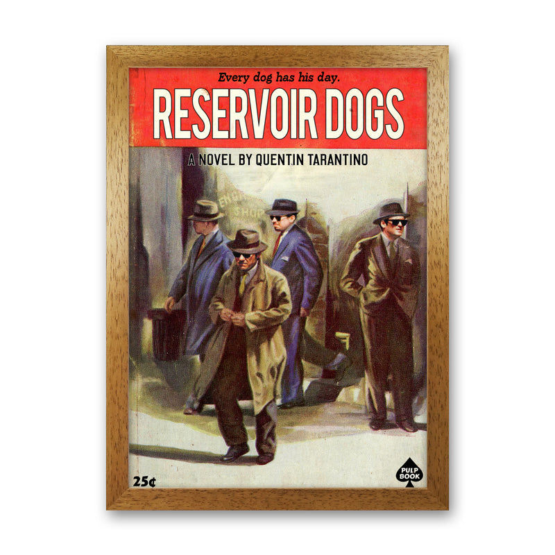 Reservoir Dogs by David Redon Retro Movie Poster Framed Wall Art Print Oak Grain