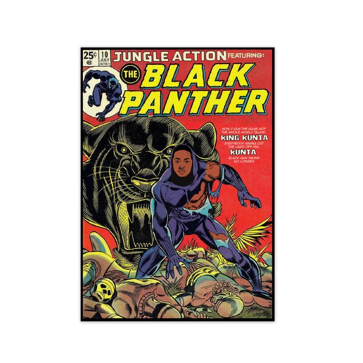 Black panther retro music poster framed wall art print