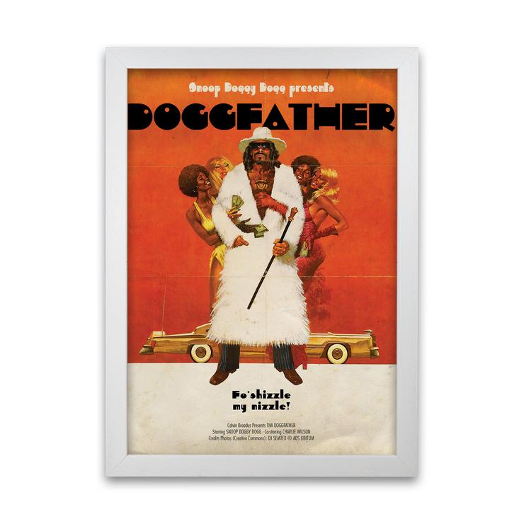 Doggfather snoop dogg retro music poster framed wall art print
