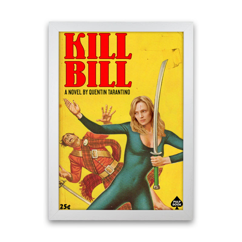 Kill Bill by David Redon Retro Movie Poster Framed Wall Art Print White Grain