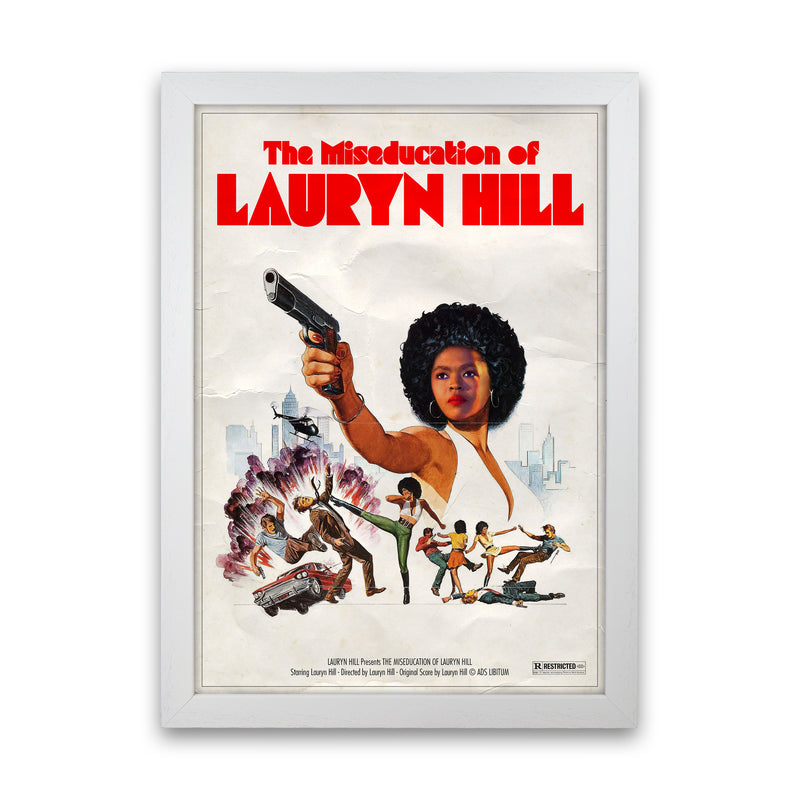 Miseducation of Lauryn Hill by David Redon Retro Music Poster Framed Wall Art Print White Grain