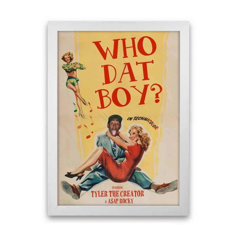 Who Dat Boy by David Redon Retro Music Poster Framed Wall Art Print White Grain