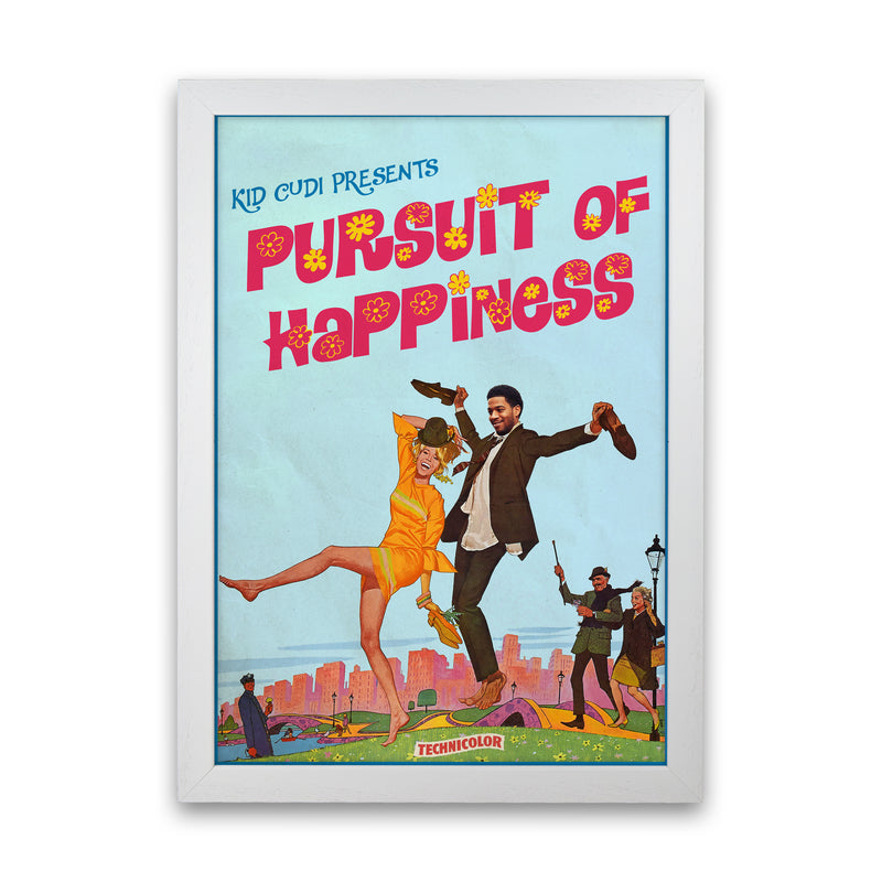 Pursuit of Happiness by David Redon Retro Music Poster Framed Wall Art Print White Grain