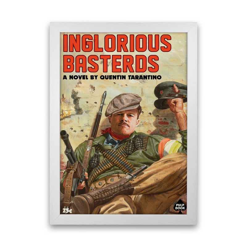 Inglorious Basterds by David Redon Retro Movie Poster Framed Wall Art Print White Grain