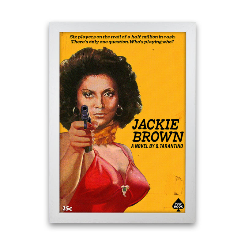 Jackie Brown by David Redon Retro Movie Poster Framed Wall Art Print White Grain