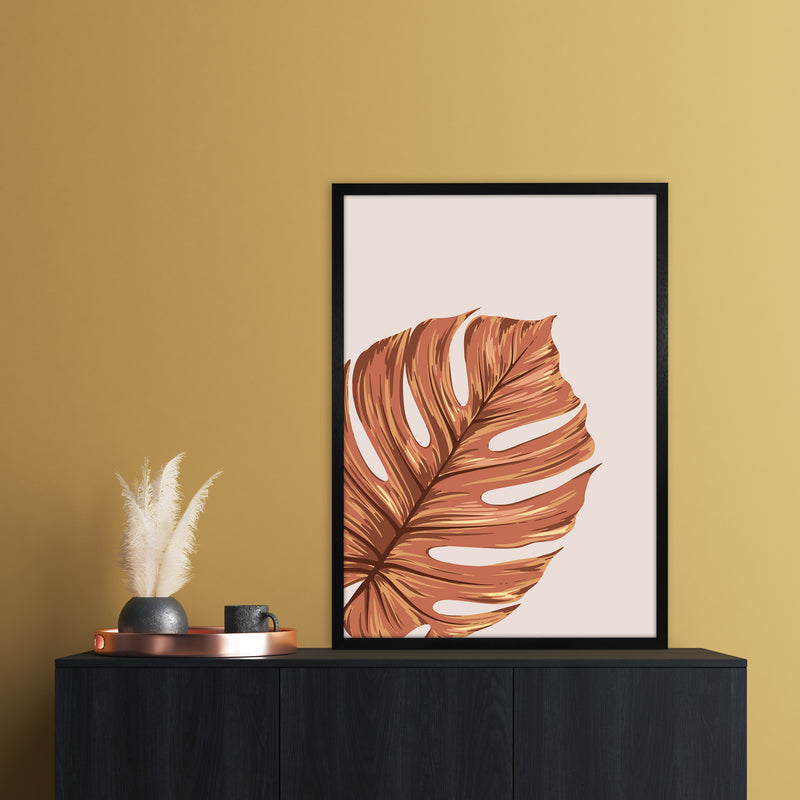 Monstera Leaf Teracotta Art Print by Essentially Nomadic A1 White Frame