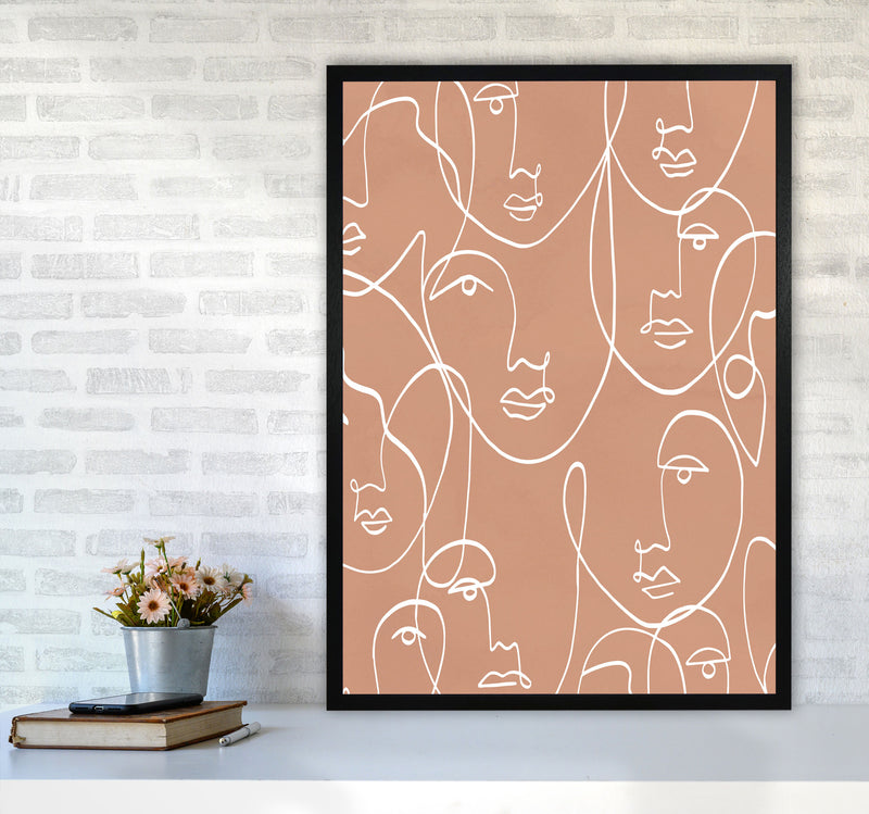 Face Beige Line Art Art Print by Essentially Nomadic A1 White Frame