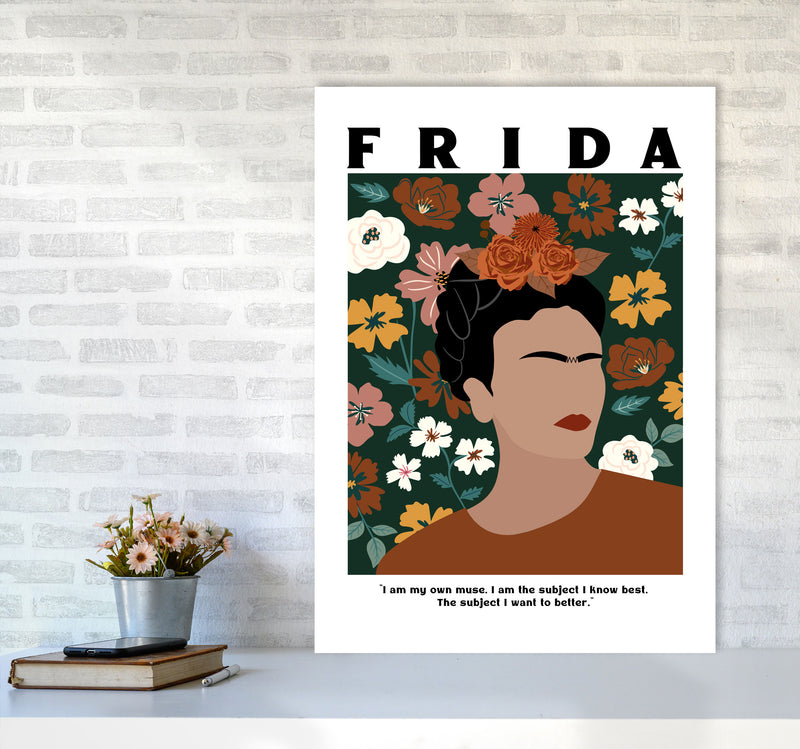 Frida Floral Art Print by Essentially Nomadic A1 Black Frame
