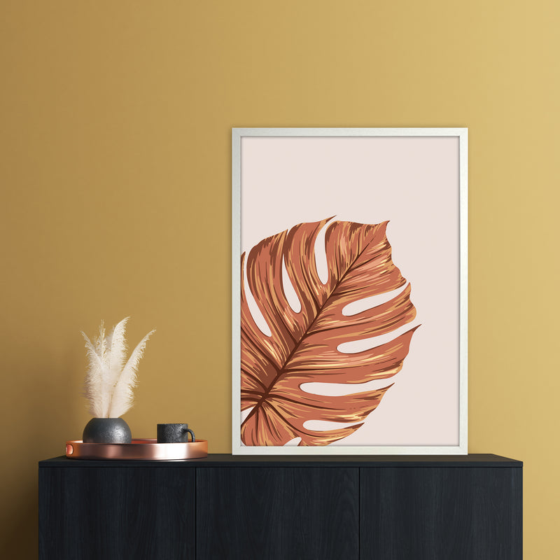Monstera Leaf Teracotta Art Print by Essentially Nomadic A1 Oak Frame