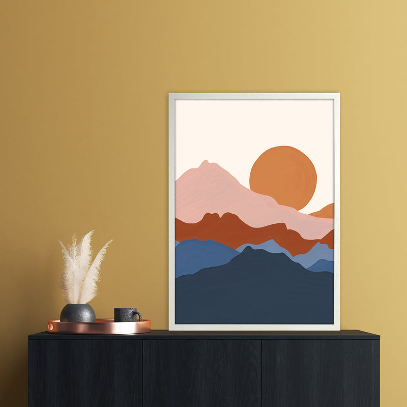 Astract Landscape Art Print by Essentially Nomadic A1 Oak Frame