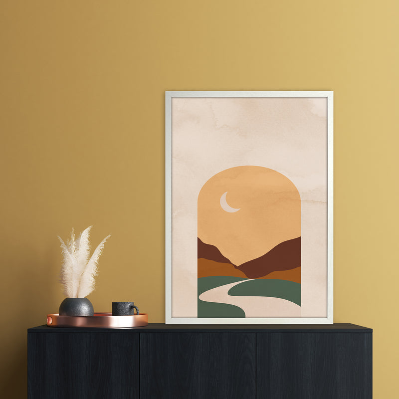 Road Moon Art Print by Essentially Nomadic A1 Oak Frame